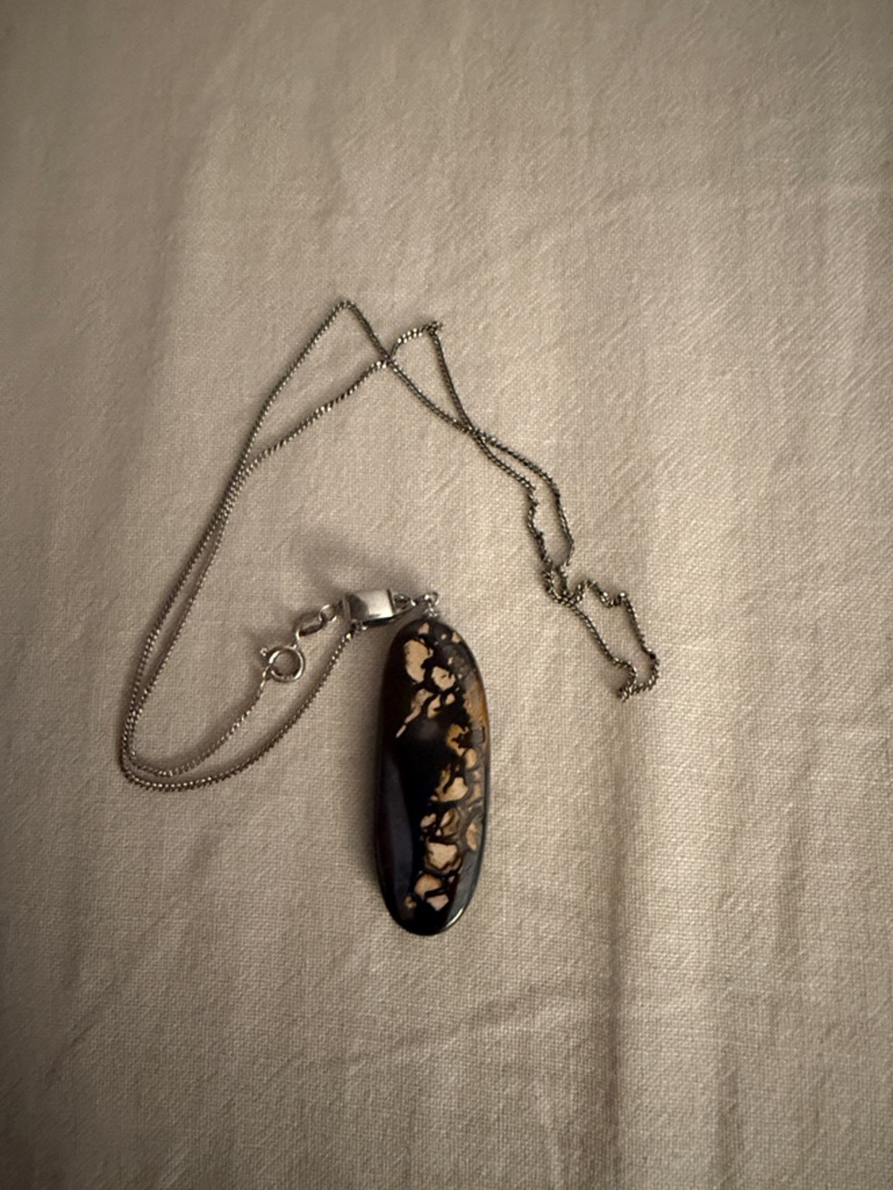 18.25" 925 Silver & Tumbled Boulder Opal Pendant Necklace